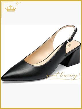Slingback Closed Toe Block Chunky Low Heel Pumps - 2.36 Inch Office Wedding